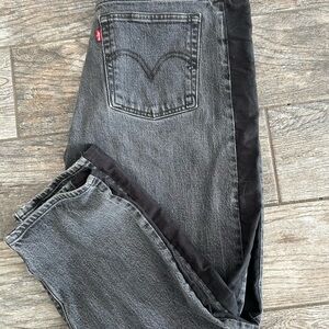 Levi's Women's Straight Jeans in Charcoal Gray with Black Side Panel